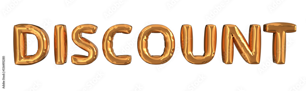 3d rendering of gold foil balloons text of discount, suitable for advertising content 3d rendering of gold foil balloons text of discount, suitable for advertising content