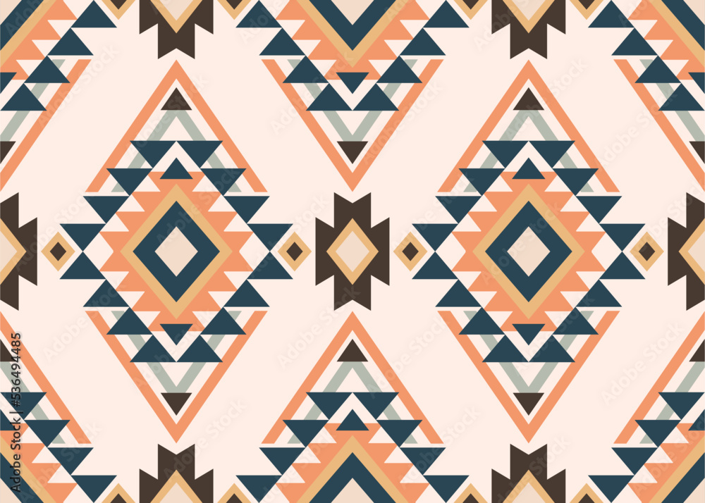 Aztec, navajo seamless pattern. Tribal geometric print. Ethnic design wallpaper, fabric, cover, textile, rug, blanket. - obrazy, fototapety, plakaty 