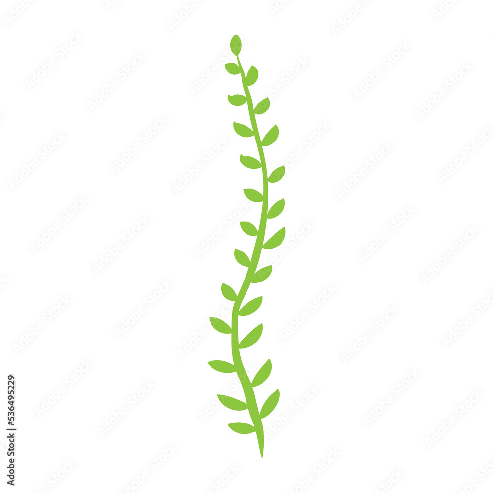 Green leafy plant with decorative art isolated vector illustration Green leafy plant with decorative art isolated vector illustration
