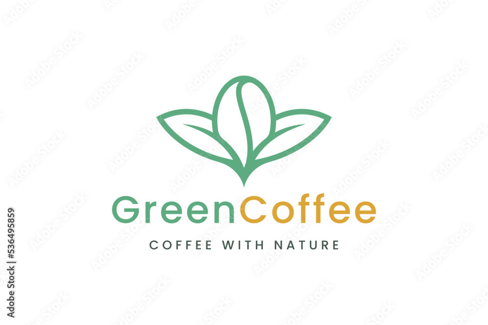 Coffee been and leaf logo for health Coffee been and leaf logo for health