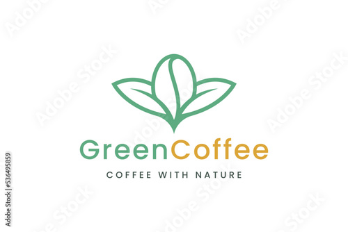 Coffee been and leaf logo for health