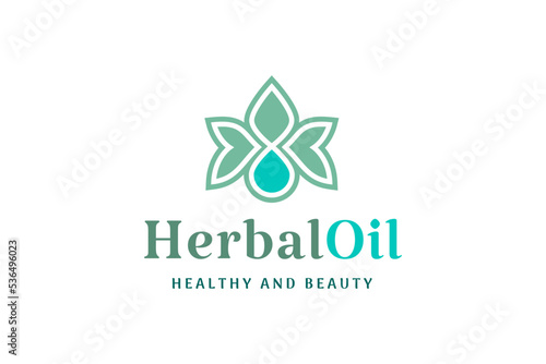 Herbal logo with droplet and leaf shape