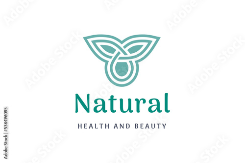 Minimalist Beauty Care logo with leaf and oil droplet shape
