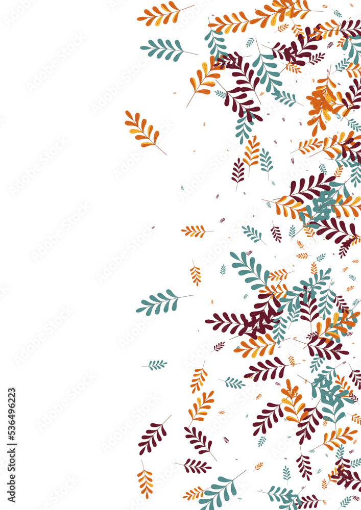 Green Leaf Background White Vector. Foliage Drawn Set. Red Herb. Yellow Plant Rowan. Simple Frame. Green Leaf Background White Vector. Foliage Drawn Set. Red Herb. Yellow Plant Rowan. Simple Frame.