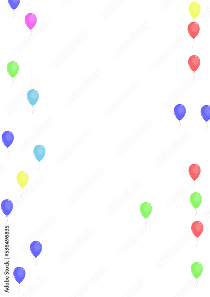 Red Helium Background White Vector. Balloon Festival Background. Yellow Present. Pink Toy. Air Light Set.
