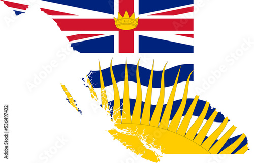 British Columbia Canada Map Flag. BC Canadian Outline Boundary Border Shape Province Flag Sign Symbol Atlas Geography Banner. British Columbian Transparent PNG Flattened JPG Flat JPEG