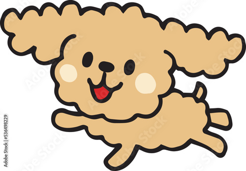 ゆるい手描きのトイプードル　走るポーズ