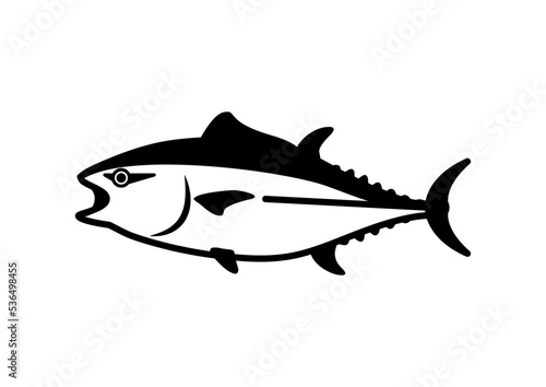 マグロのモノクロアイコン。DHAが豊富なツナのイラスト。