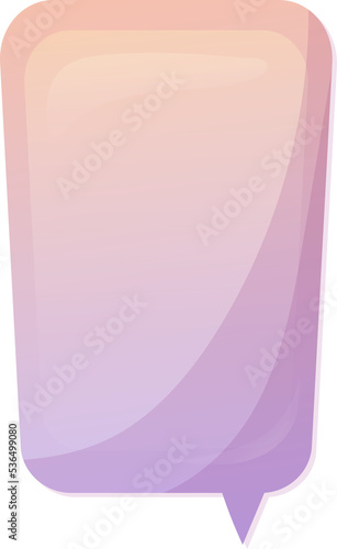 Speech bubble vertical rectangle. Speak bubble for text. Hand drawn chatting box. Message box in cartoon gradient style.