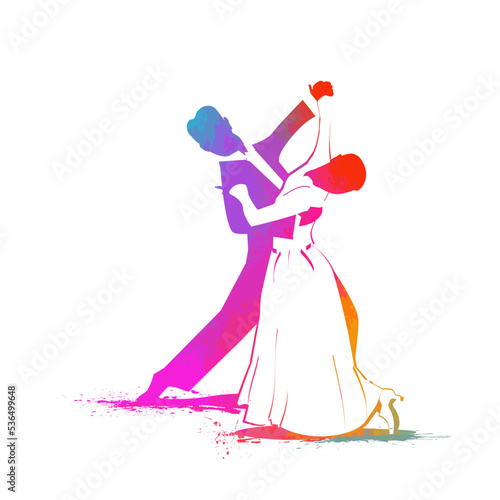 Ballroom dancing. Dancing couple. Vector illustration