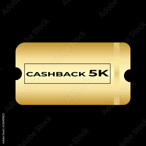 golden coupon cashback ticket 5k illustrator vector