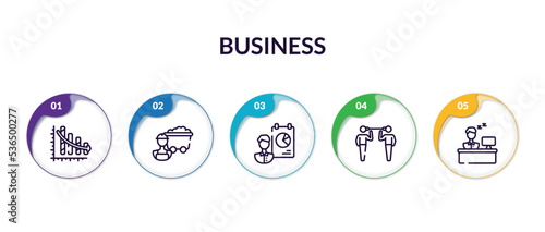 Fotografia set of business outline icons with infographic template