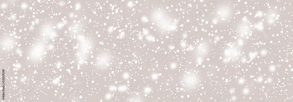 Snowfall In Dark Sky. Falling White Snow Winter On Gray Sky Background