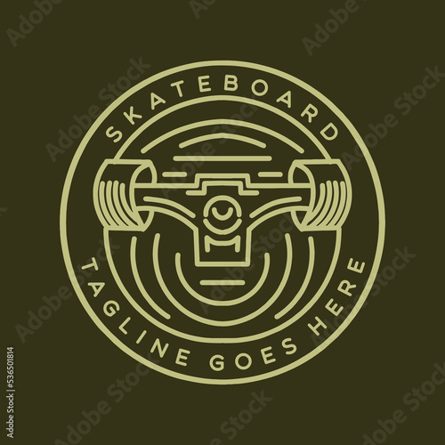 Premium Monoline skateboard illustration Vector, skater badge, creative emblem Design For T-shirt Design apparel