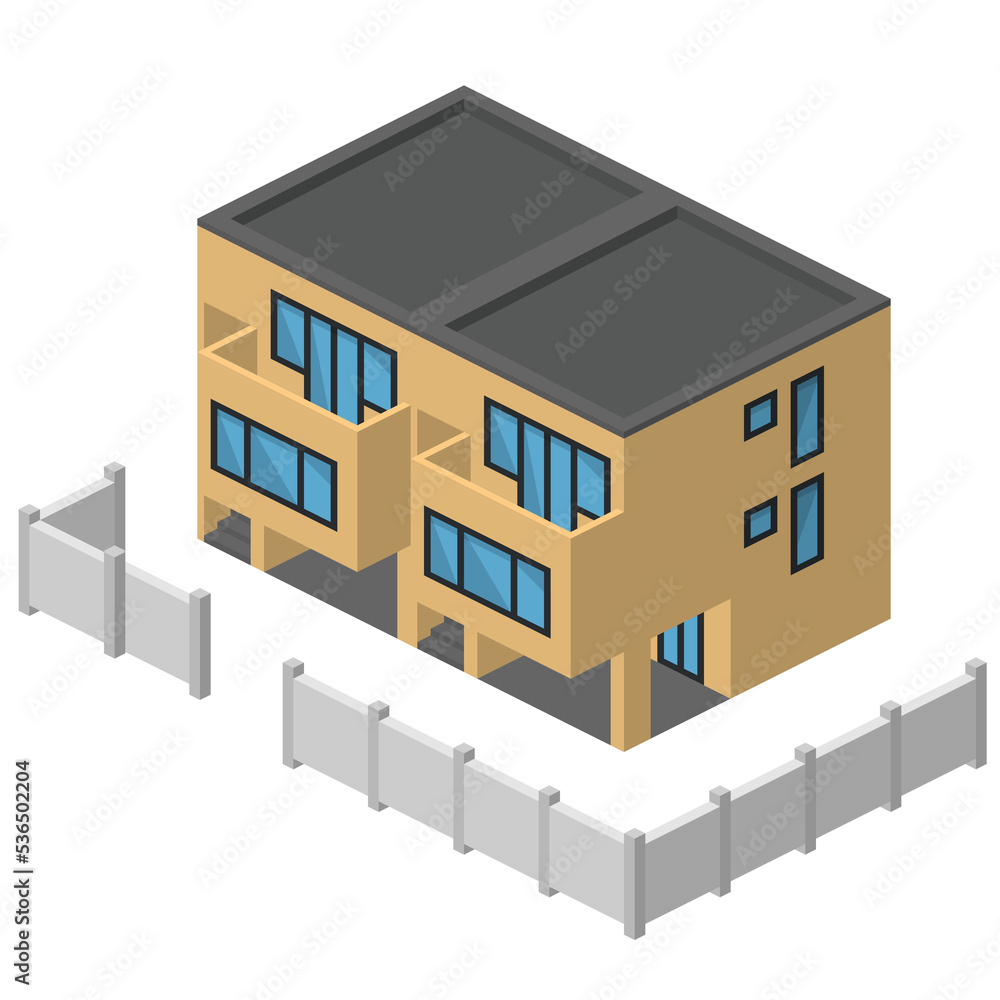 3D illustration of residence, apartment, hotel, commercial building, house