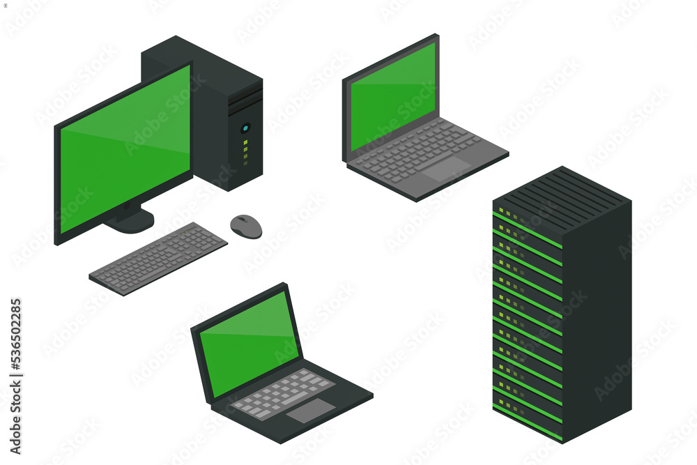 3D illustration of computer, notebook, laptop