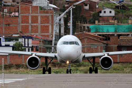 Commercial jet ready for departure from Cusco Airport 