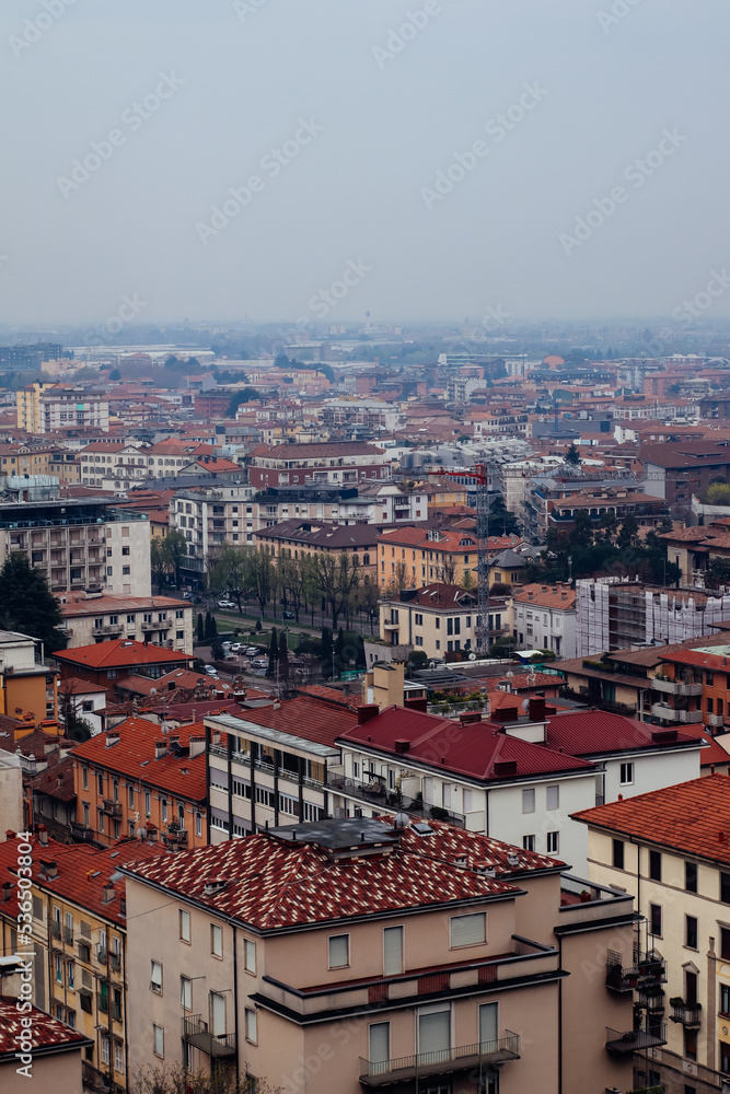 Citiyscape of residence houses and appartment buildings in Bergamo, Italy