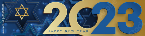 Happy New Year 2023, festive pattern with Israel design concept