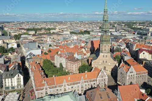 Latvia, Riga, St. Peter's Church across the Daugava