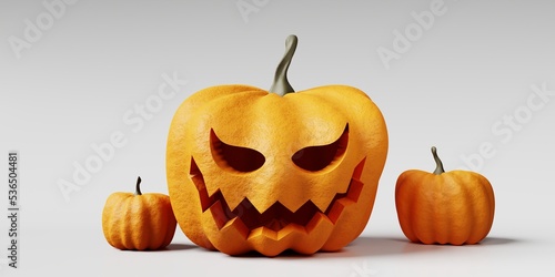 3d halloween pumpkin isolated on white background. 3d rendering halloween concept