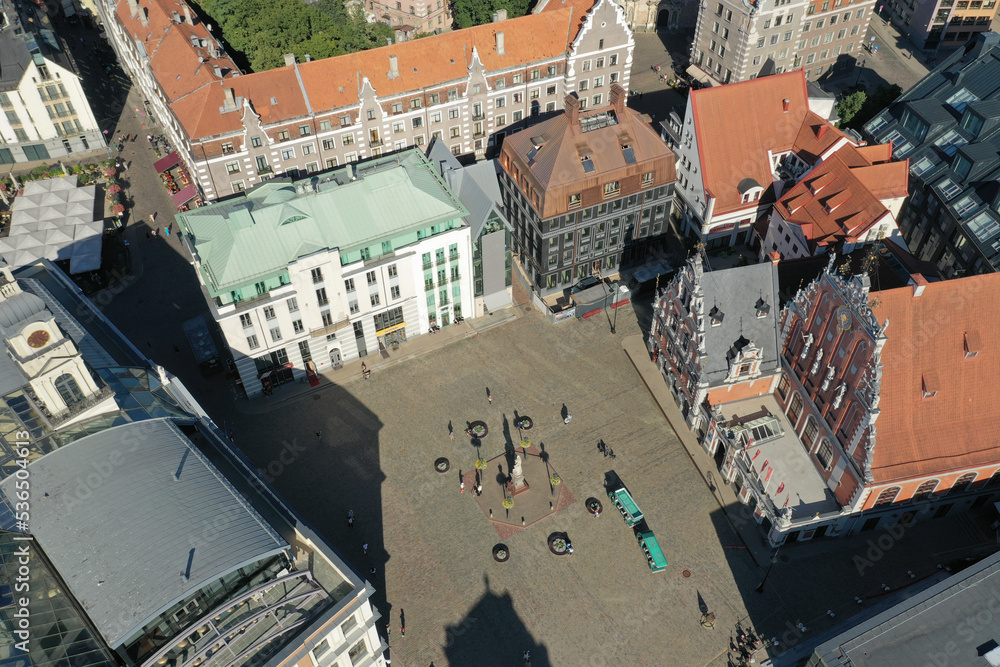 Obraz na płótnie Riga Main Square from Above of Latvian Capital one of the Baltic States w salonie