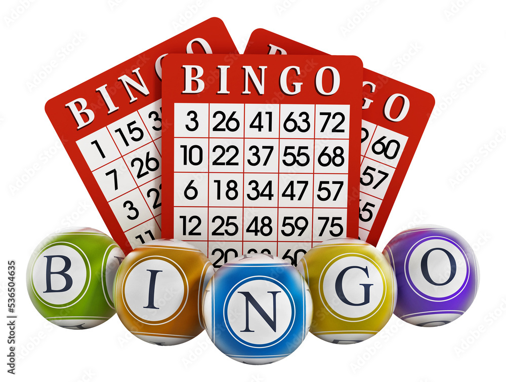 Bingo balls and cards isolated on transparent background Stock ...