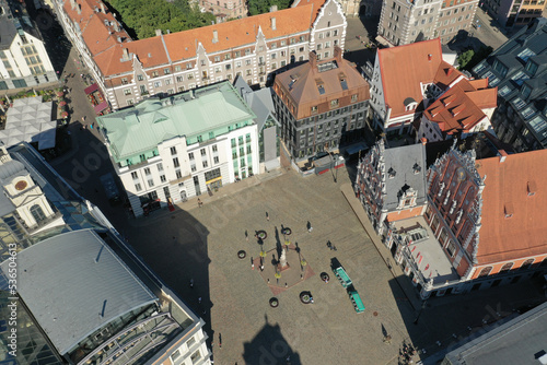 Riga Main Square from Above of Latvian Capital one of the Baltic States