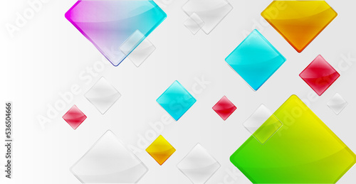 Free Download Realistic background with transparent multicolored squares and reflection effect. - GFXLoad