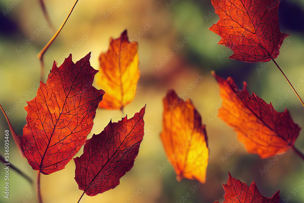 Obraz premium Fall Tree Leaves Autumn Color Seamless Texture Pattern Tiled Repeatable Tessellation Background Image