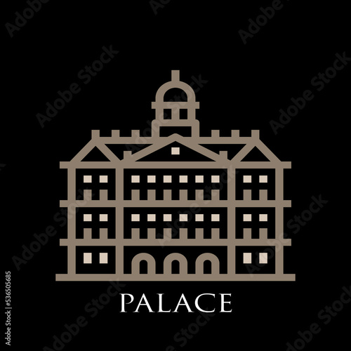 palace icon on black background vector illustration