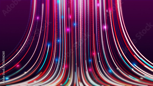 Futuristic high speed digital data connection technology cyberspace with particles quantum beam data lines abstract background