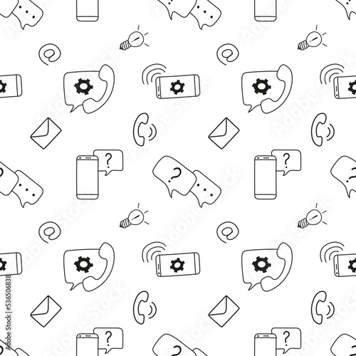 Hand drawn support service vector seamless pattern