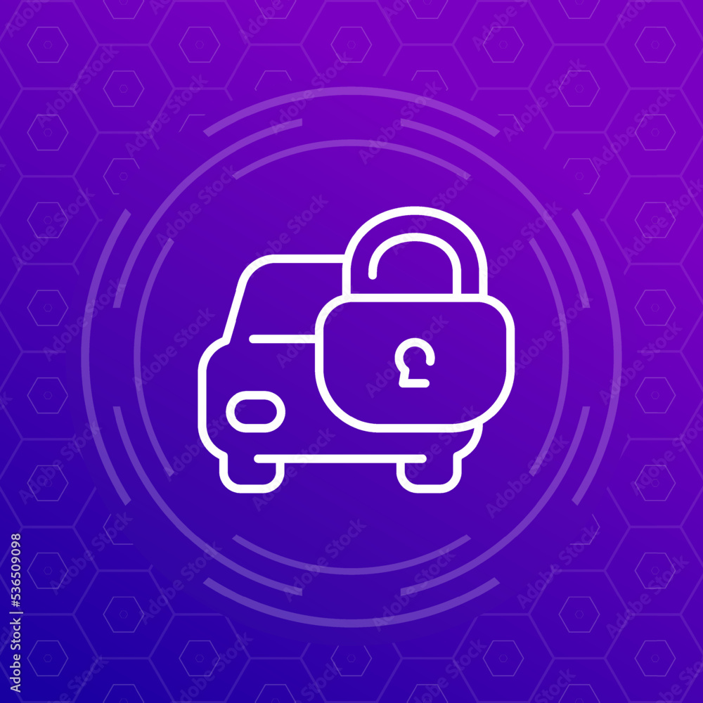 car alarm and protection line icon, vector car alarm and protection line icon, vector