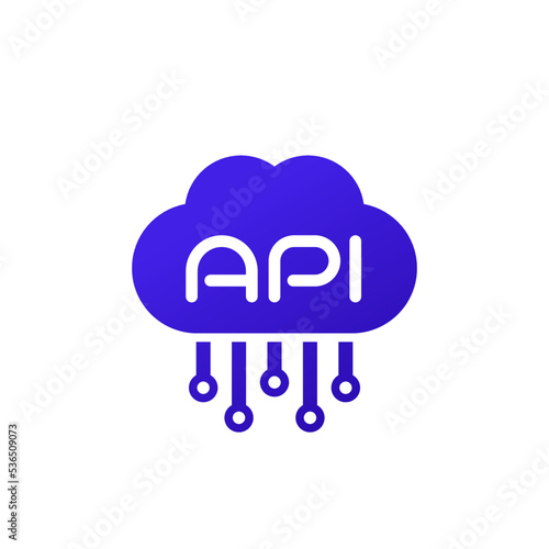 API icon with a cloud, vector