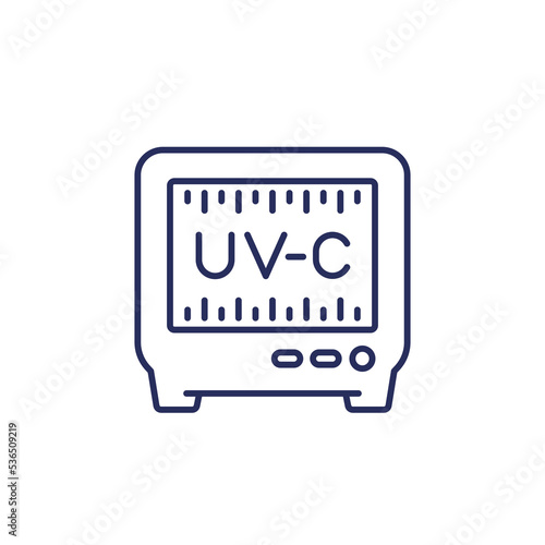 UV-C disinfector line icon on white