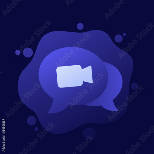 Video chat icon for apps, vector design