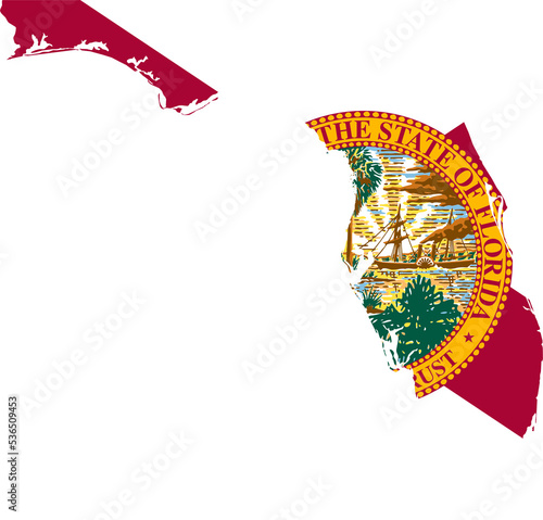 Florida USA Map Flag. FL US Outline Boundary Border Shape State Flag Sign Symbol Atlas Geography Banner. Floridian Transparent PNG Floridan Flattened JPG Flat JPEG photo