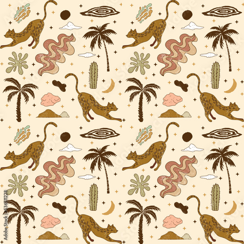 Seamless vector pattern on a magic theme in boho colors. Can be used on fabric, banner, web item, print and poster © Natali Gaikova