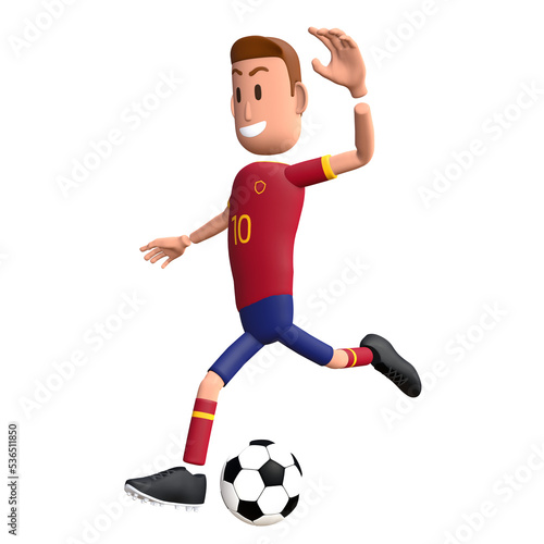 Football player free kick. Soccer player 3d character. © AndriGraphic