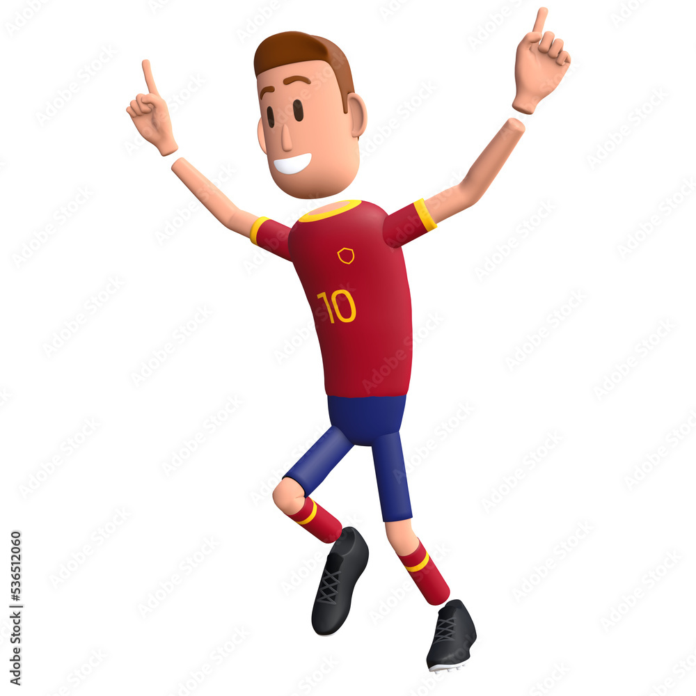 Football player do goal celebration. Soccer player 3d character. Football player do goal celebration. Soccer player 3d character.