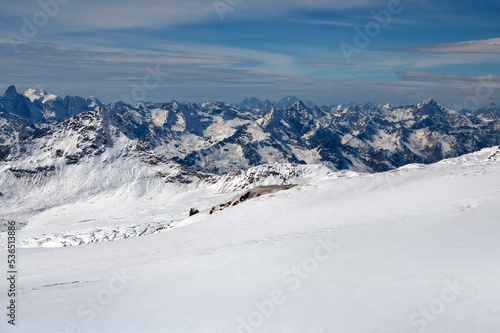 Winter mountain landscape with rocks and snow. Caucasus © Yakov