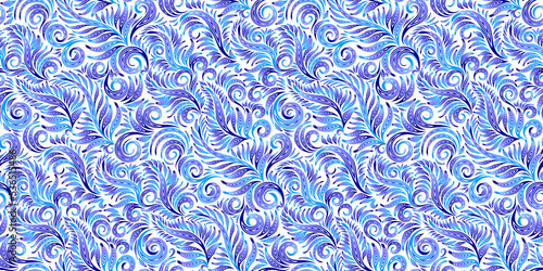 Seamless floral abstract elegant blue pattern