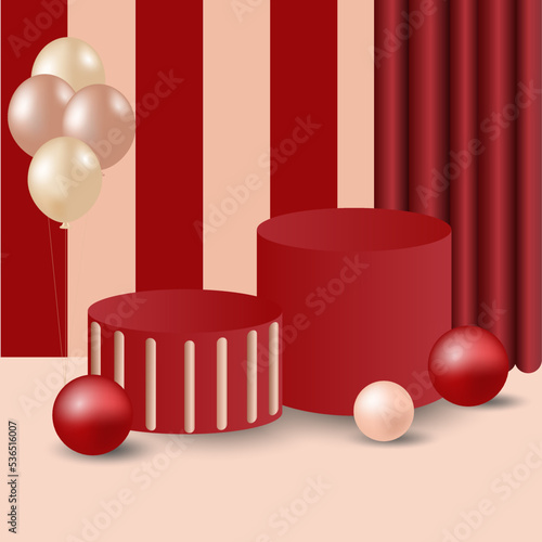 3d podium product display with red christmas theme