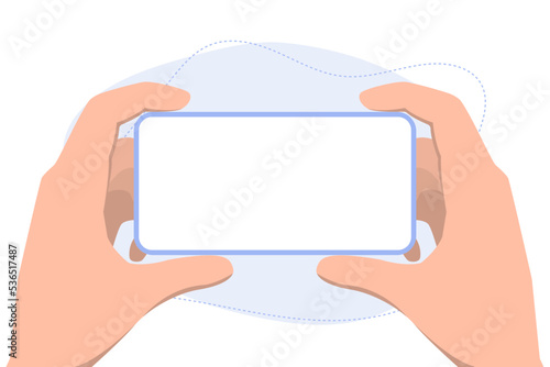 UI of a frameless phone that is held in the hands