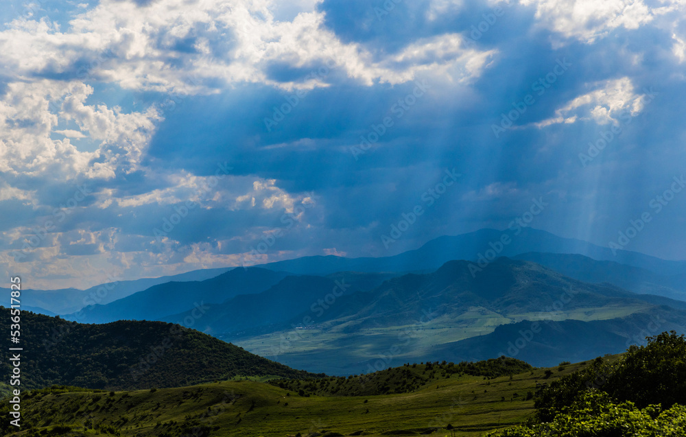 Panoramic view of high mountain rough, beautiful view of Caucasus mountains, Armenia