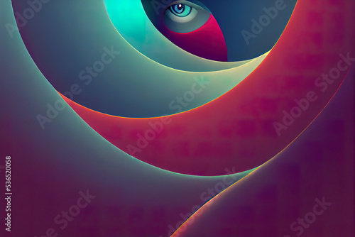 Mystical geometric design with eyes 3d illustrated 
