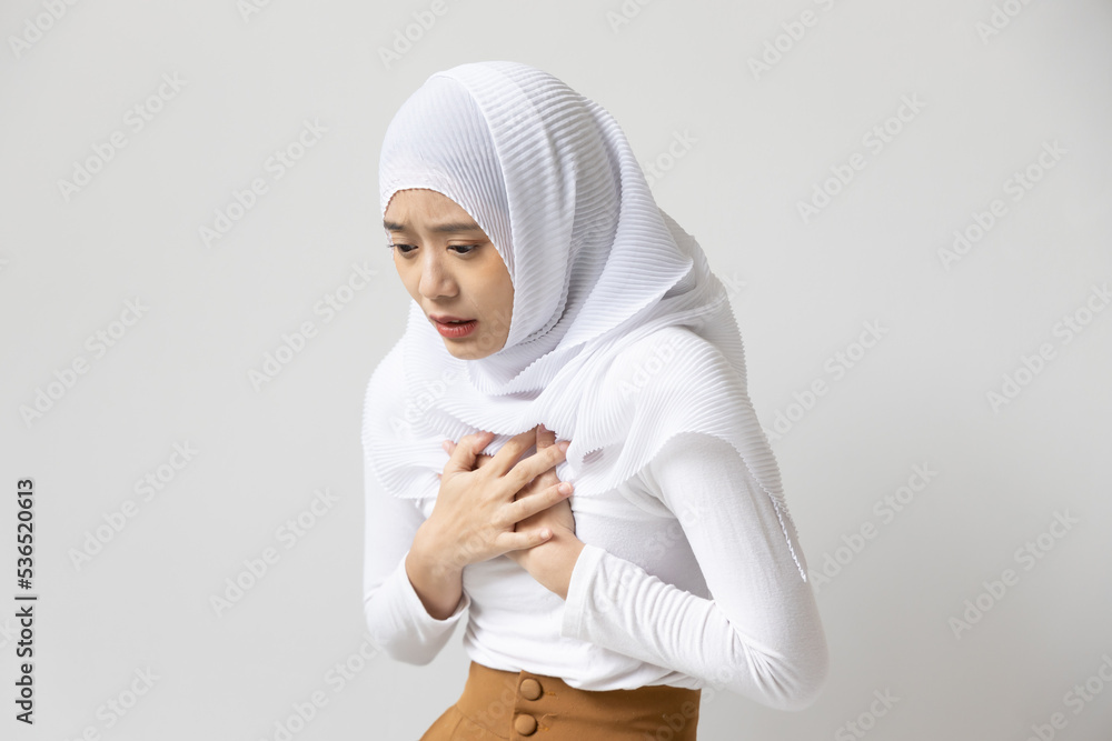 Ill muslim woman with acid reflux or gerd symptoms Ill muslim woman with acid reflux or gerd symptoms