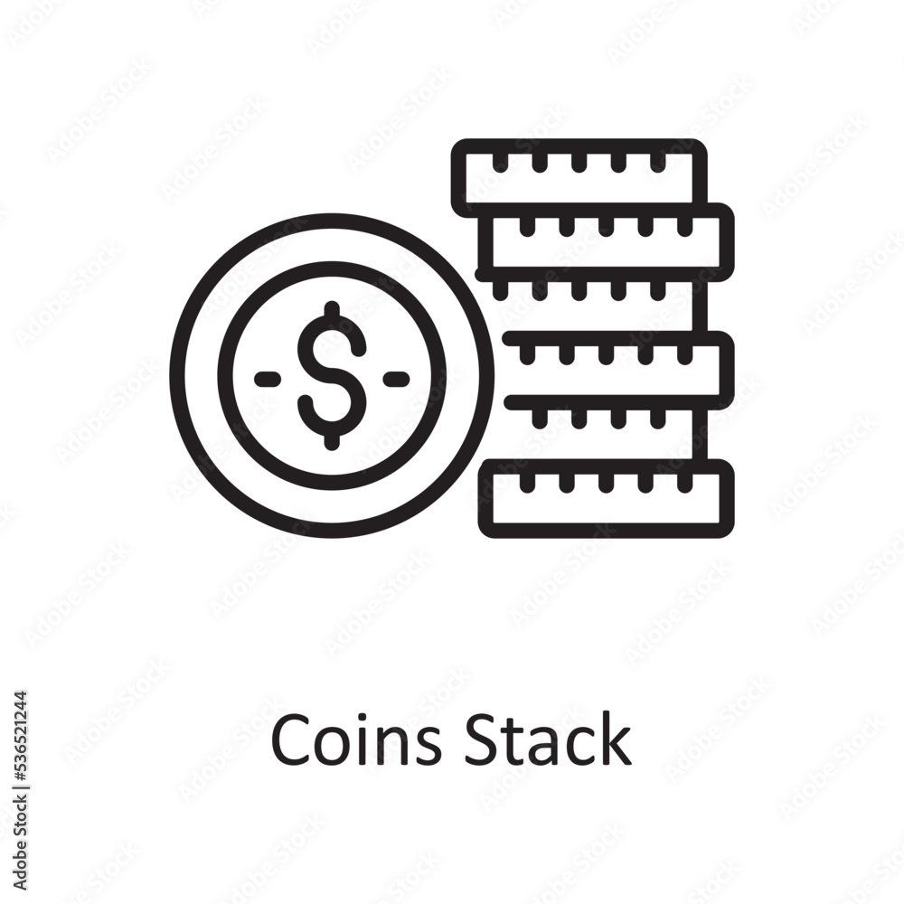 Coins Stack Vector Outline Icon Design illustration. Banking and Payment Symbol on White background EPS 10 File Coins Stack Vector Outline Icon Design illustration. Banking and Payment Symbol on White background EPS 10 File