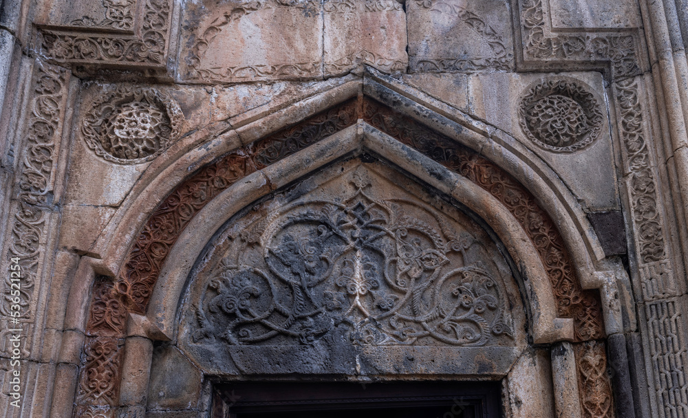 Obraz premium Reliefs carved from stone in Geghard monastery, Armenia